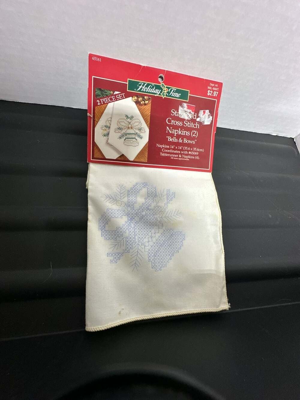 Holiday Time Bells & Bows Stamped Cross Stitch Napkins Set (2) #65161